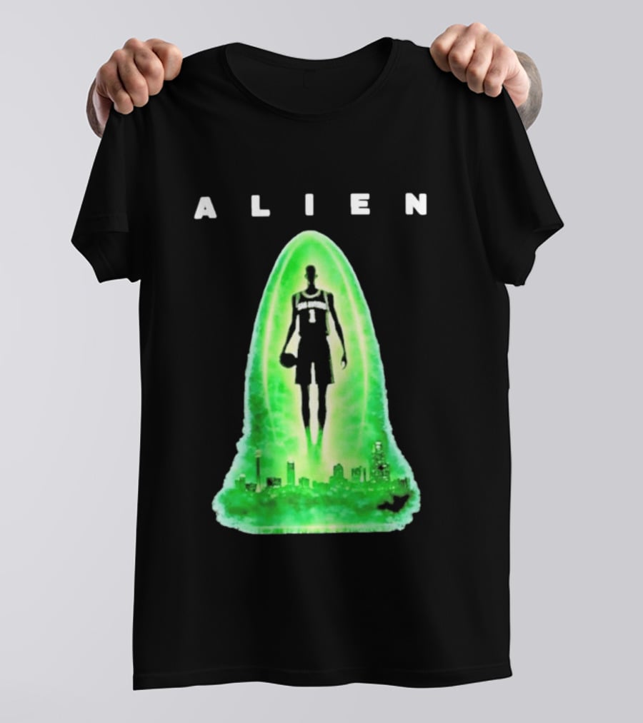 Alien Wemby San Antonio Alien Basketball Cityscape T-Shirt