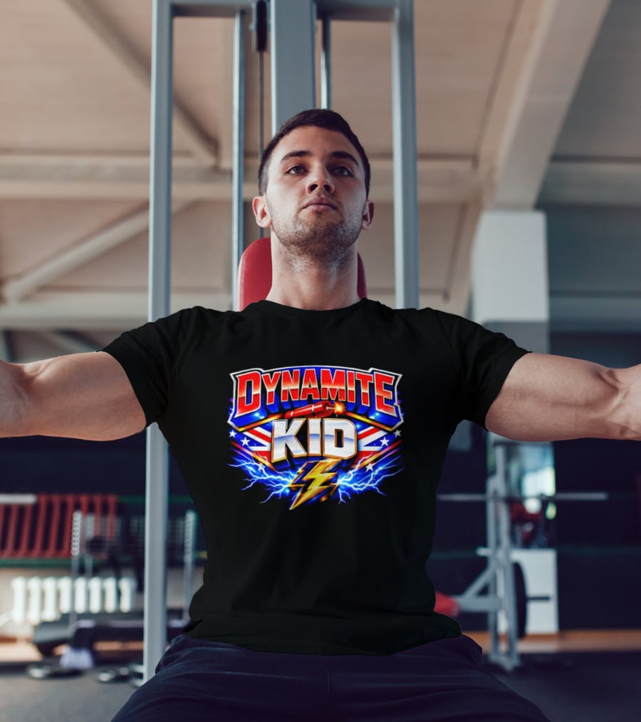 Dynamite Kid Wrestling Lightning Union Jack Explosion T-Shirt