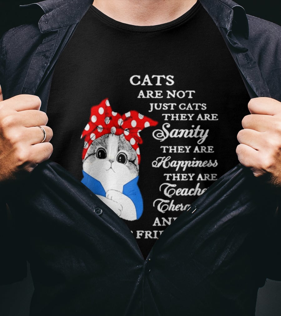 Cats Are Not Just Cats They Are Sanity Happiness Teachers Therapists Best Friends T-Shirt