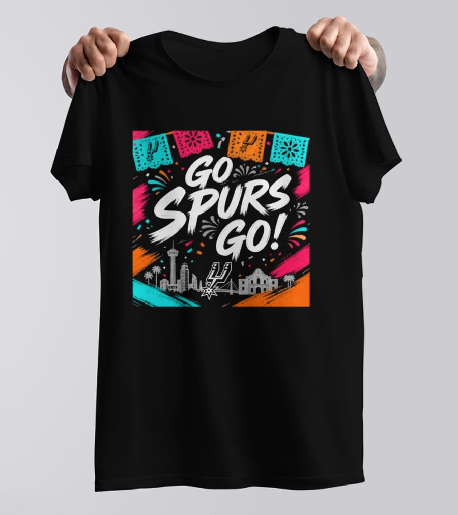 Go Spurs Go San Antonio Skyline Fiesta Celebration T-Shirt