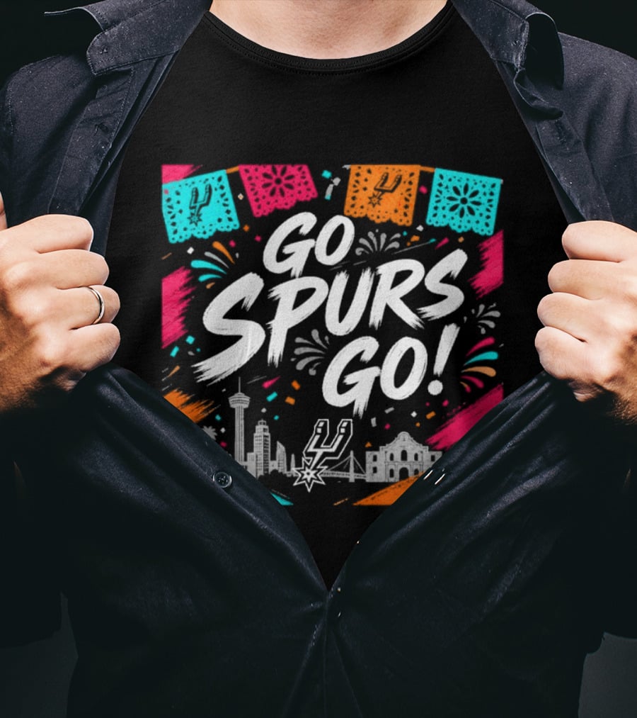 Go Spurs Go San Antonio Skyline Fiesta Celebration T-Shirt