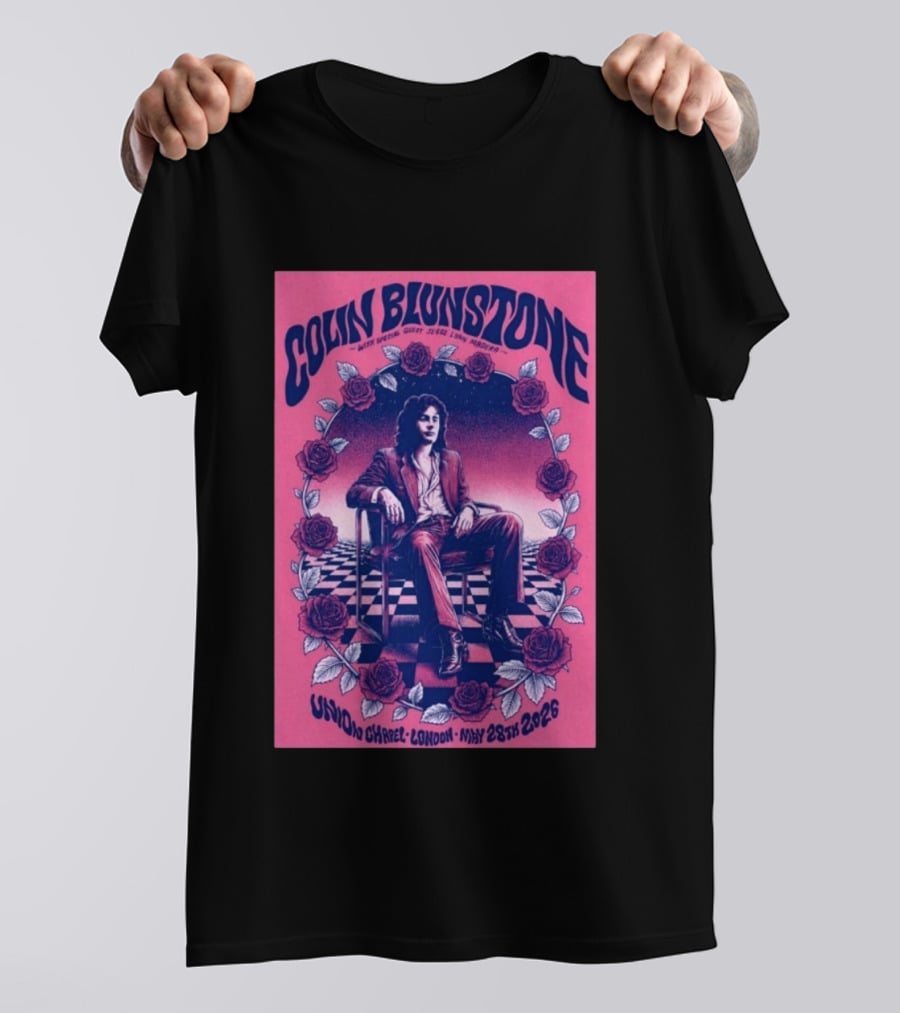 Colin Blunstone Union Chapel London May 28th 2026 With Special Guest Jesse Lynn Madera Roses And Stage Checkerboard T-Shirt