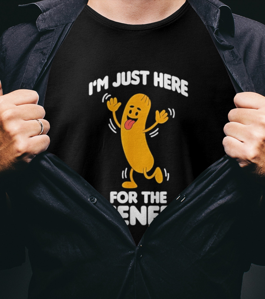 Dancing Hot Dog Sausage Food Party I'm Just Here For The Wieners T-Shirt