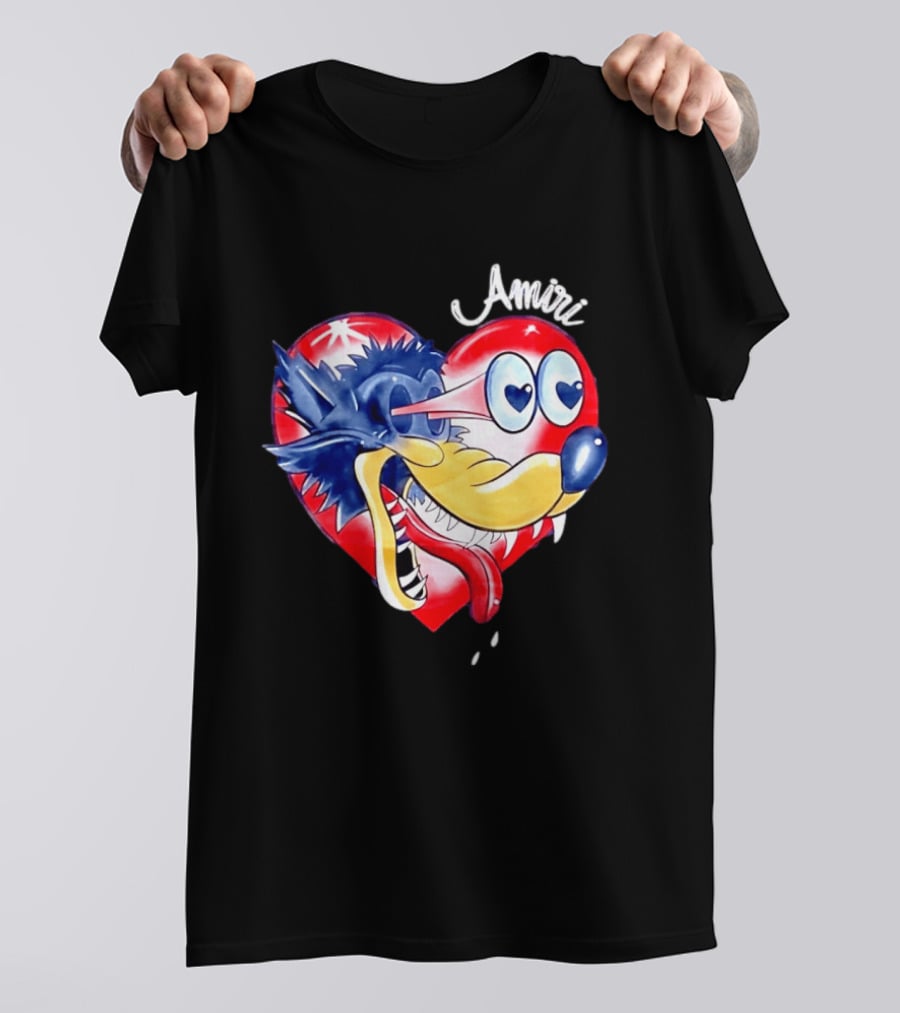 Heart Wolf Amiri Iconic Pop Art Style Fusion T-Shirt