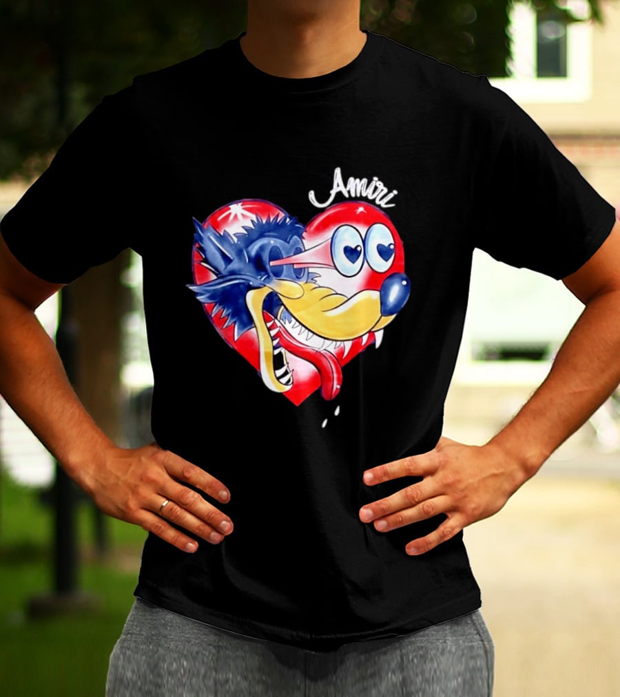 Heart Wolf Amiri Iconic Pop Art Style Fusion T-Shirt