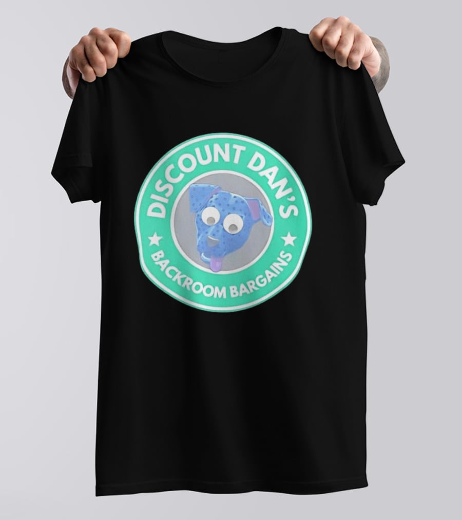 Discount Dan's Backroom Bargains Dog Face Circular T-Shirt