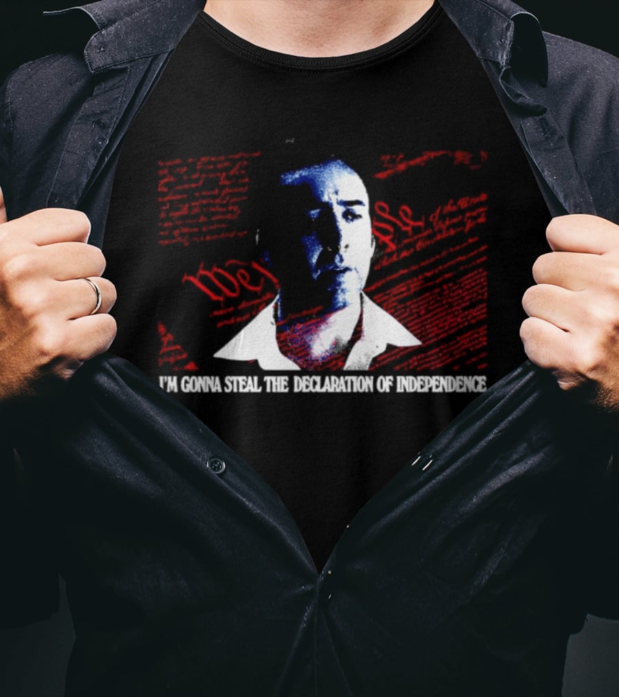 Nicolas Cage I'm Gonna Steal The Declaration Of Independence Face Red White Blue T-Shirt