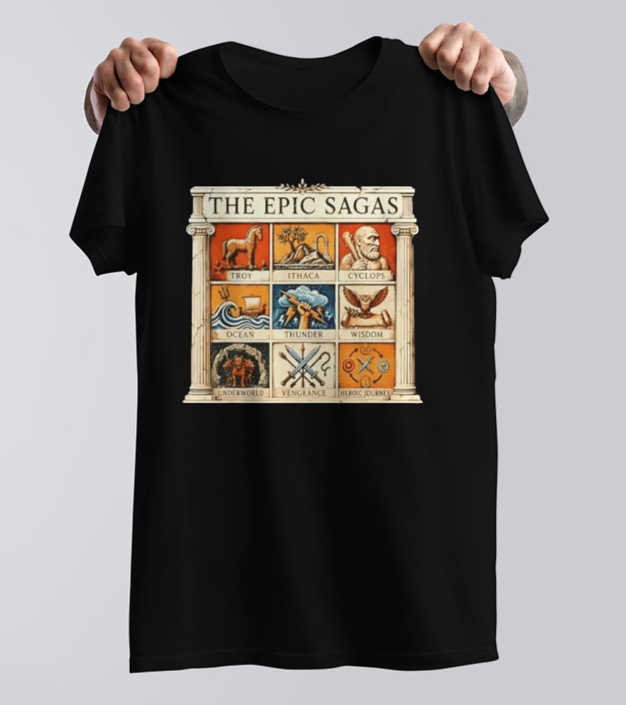 The Epic Sagas Odysseus Trojan War Ocean Thunder Underworld Cyclops Vengeance Heroic Journey T-Shirt