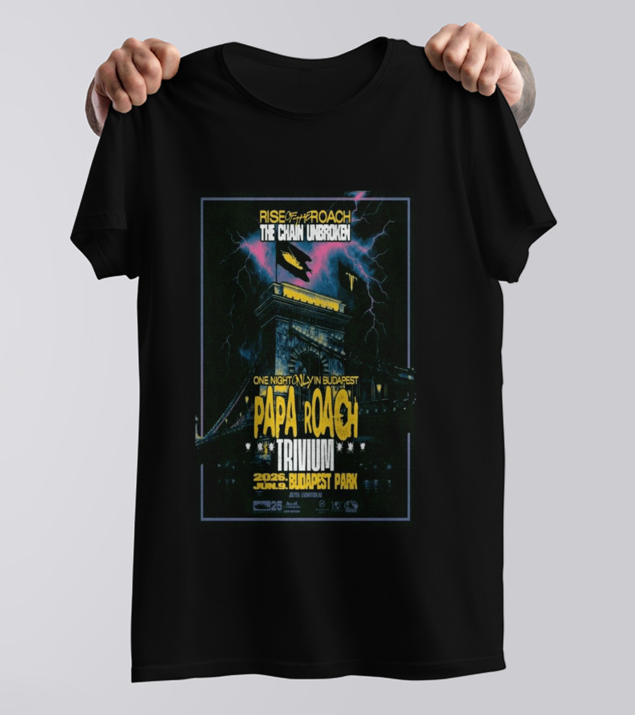 Papa Roach Trivium Live Budapest Park June 09 2026 The Chain Unbroken Concert T-Shirt