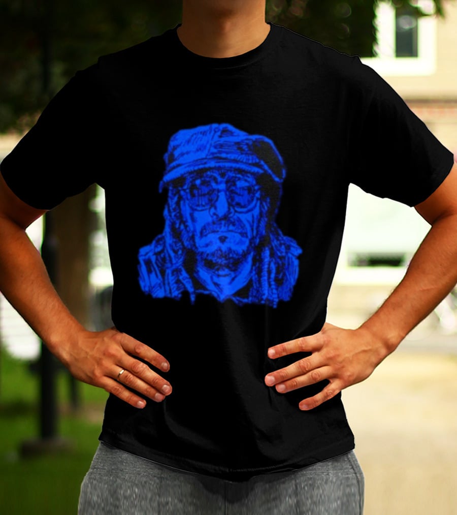 Keith Morris Blue Illustration Iconic Cap And Glasses T-Shirt