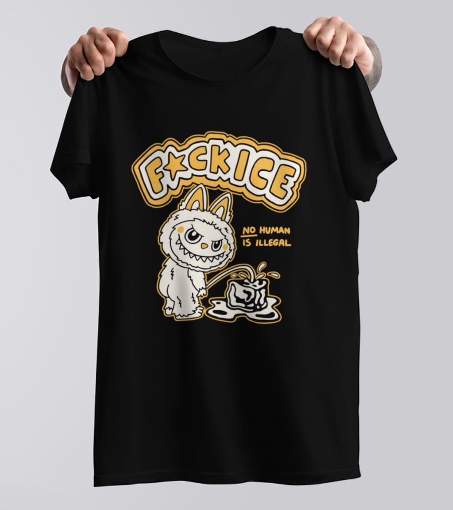 Fck Ice No Human Is Illegal Meme Labubu T-Shirt