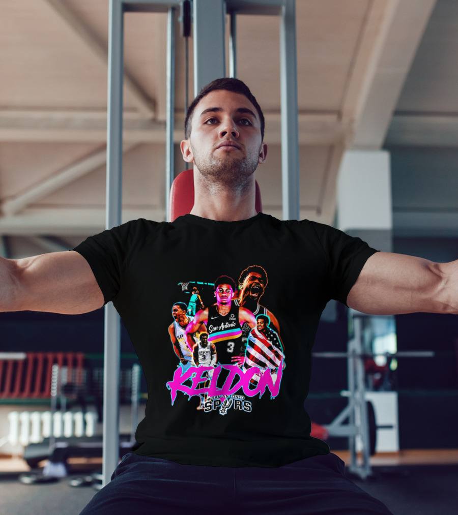 San Antonio Spurs Keldon Johnson Collage Vibrant Basketball Player T-Shirt
