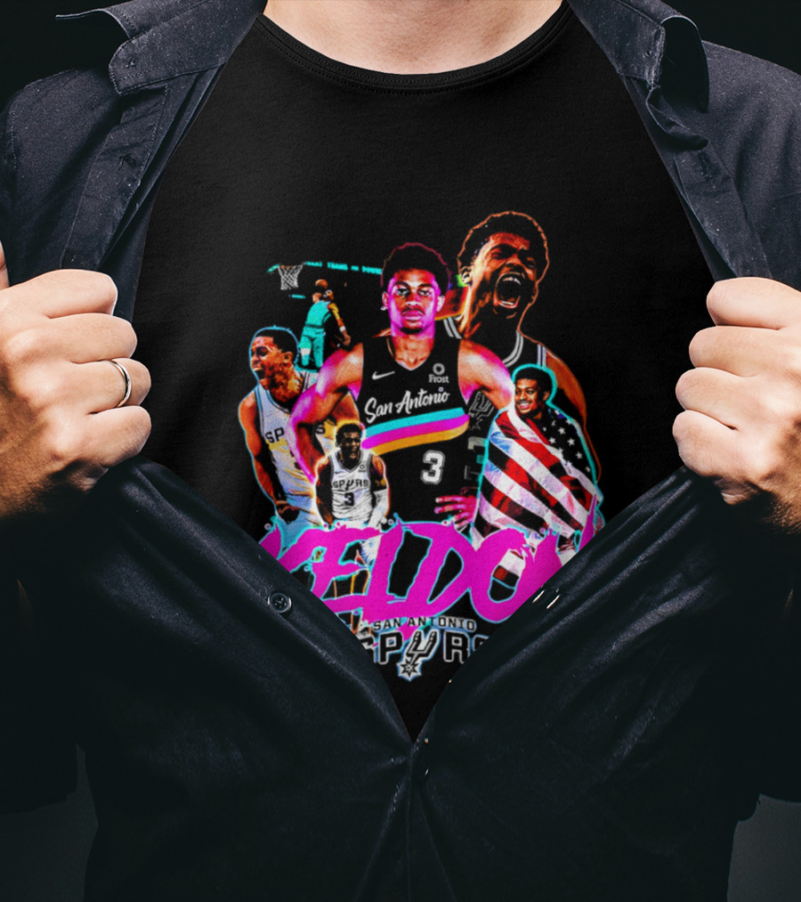 San Antonio Spurs Keldon Johnson Collage Vibrant Basketball Player T-Shirt