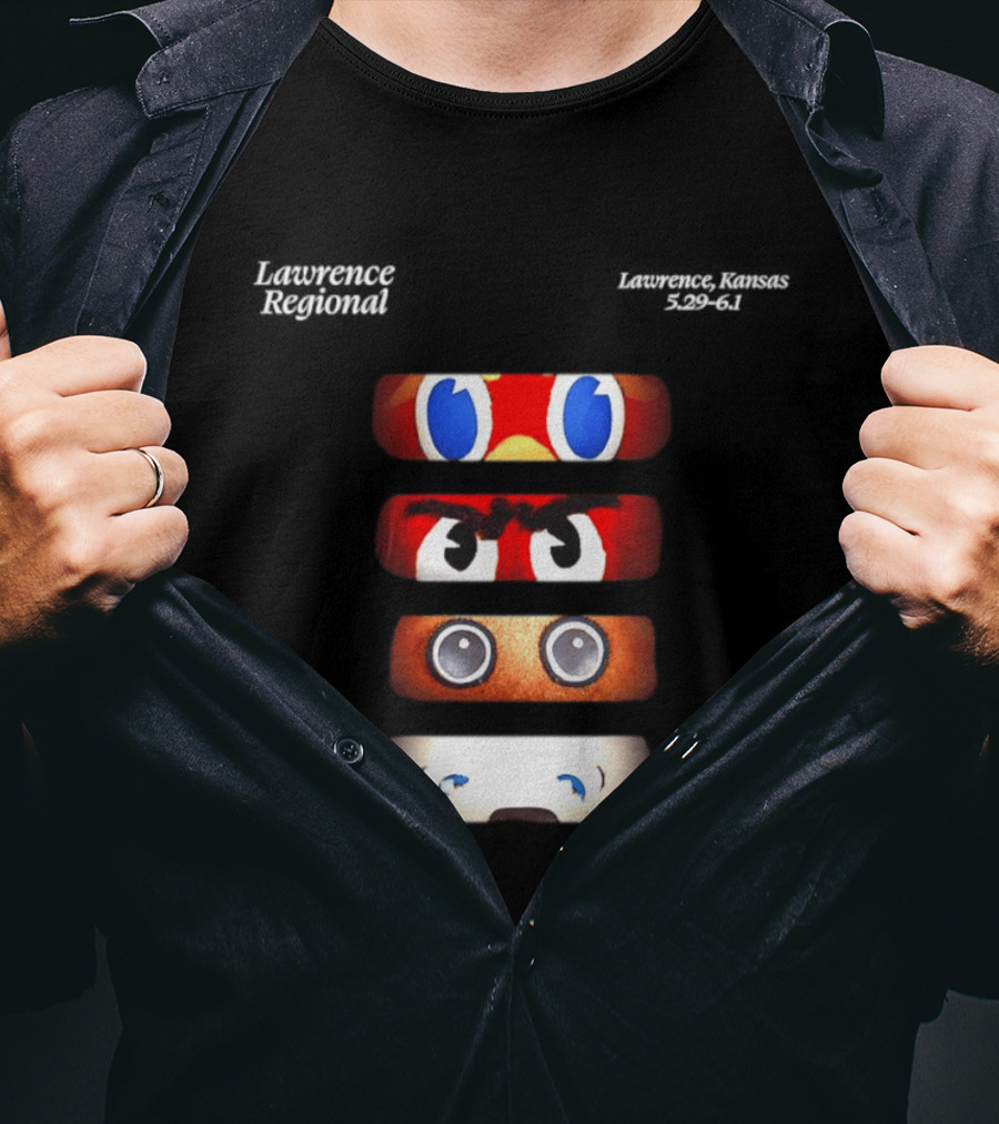 Lawrence Regional Kansas Cartoon Eyes Stack T-Shirt