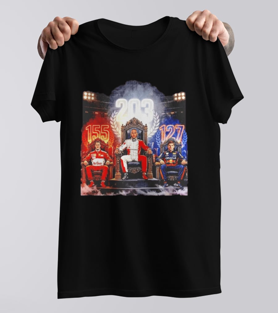 Michael Schumacher Lewis Hamilton Max Verstappen F1 155 203 127 Racing Legends T-Shirt
