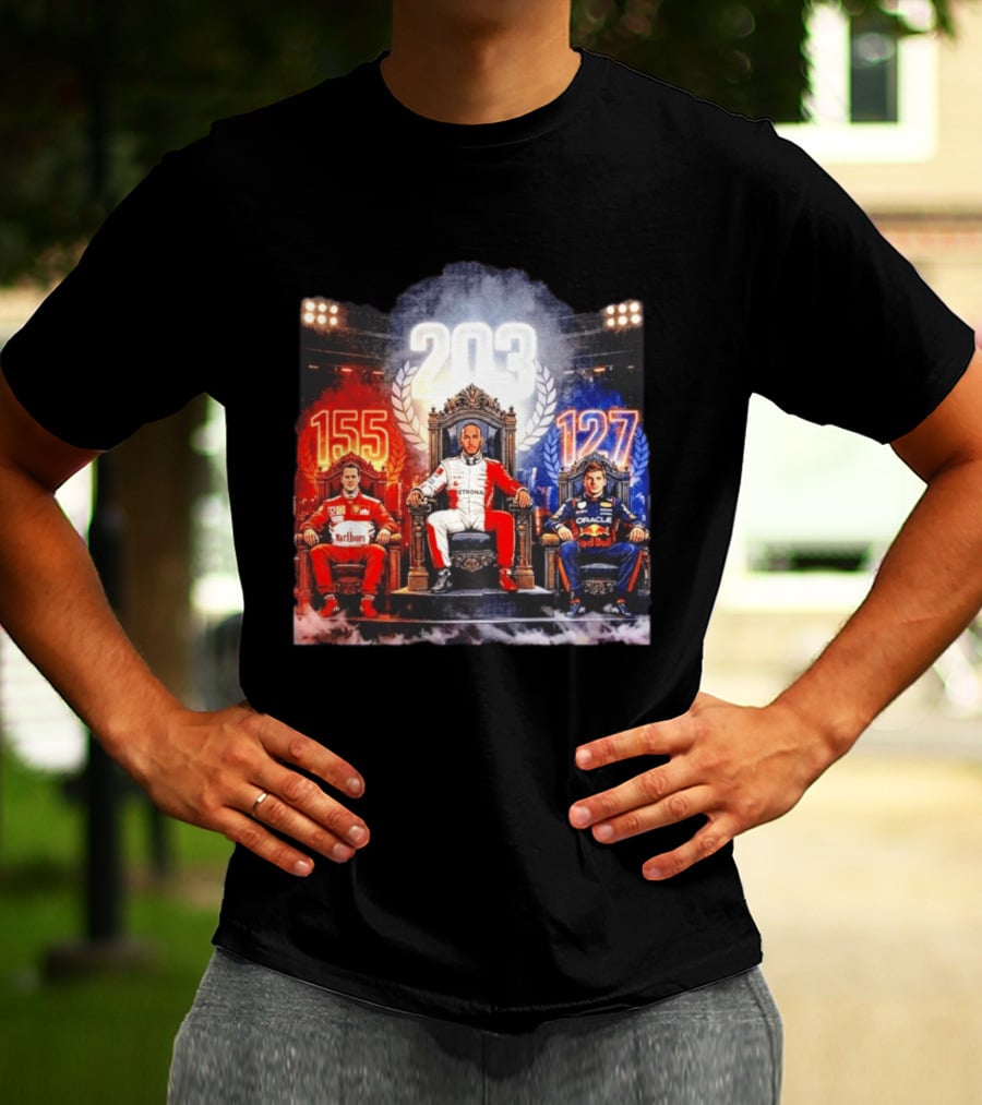 Michael Schumacher Lewis Hamilton Max Verstappen F1 155 203 127 Racing Legends T-Shirt