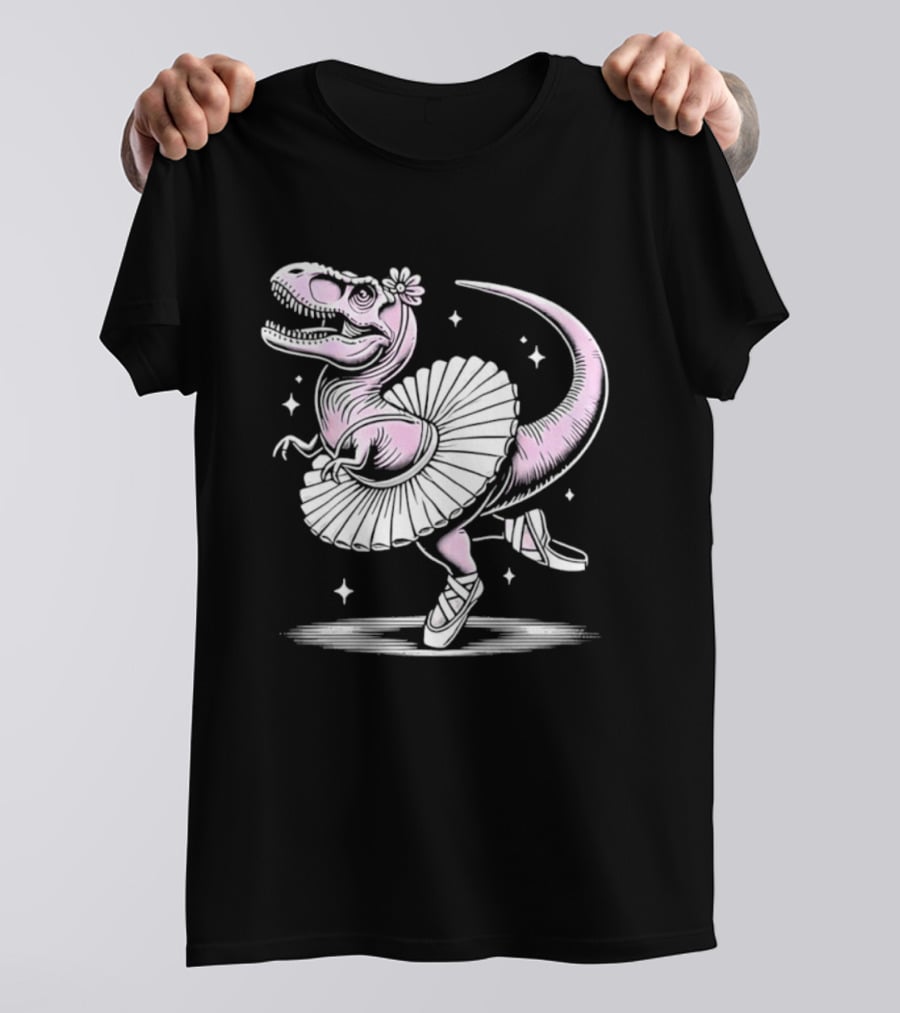 Tyrannosaurus Rex Pink Ballerina Tutu Pointe Shoes Dancing T-Shirt