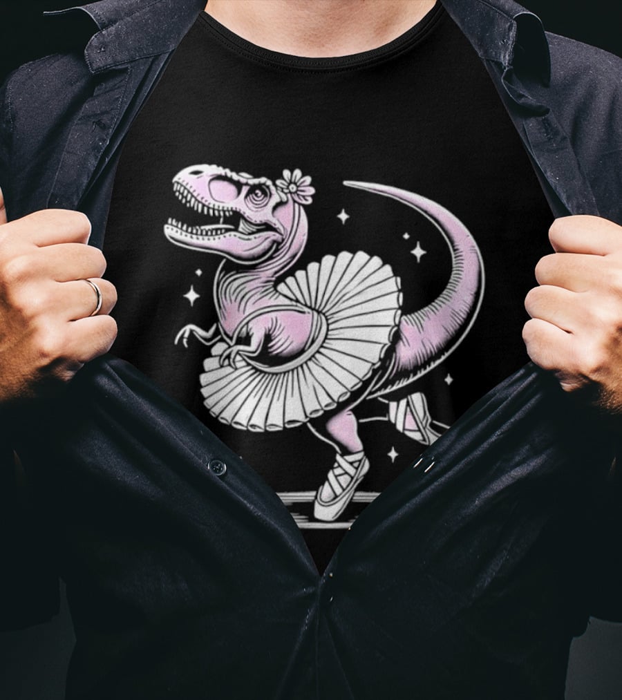 Tyrannosaurus Rex Pink Ballerina Tutu Pointe Shoes Dancing T-Shirt