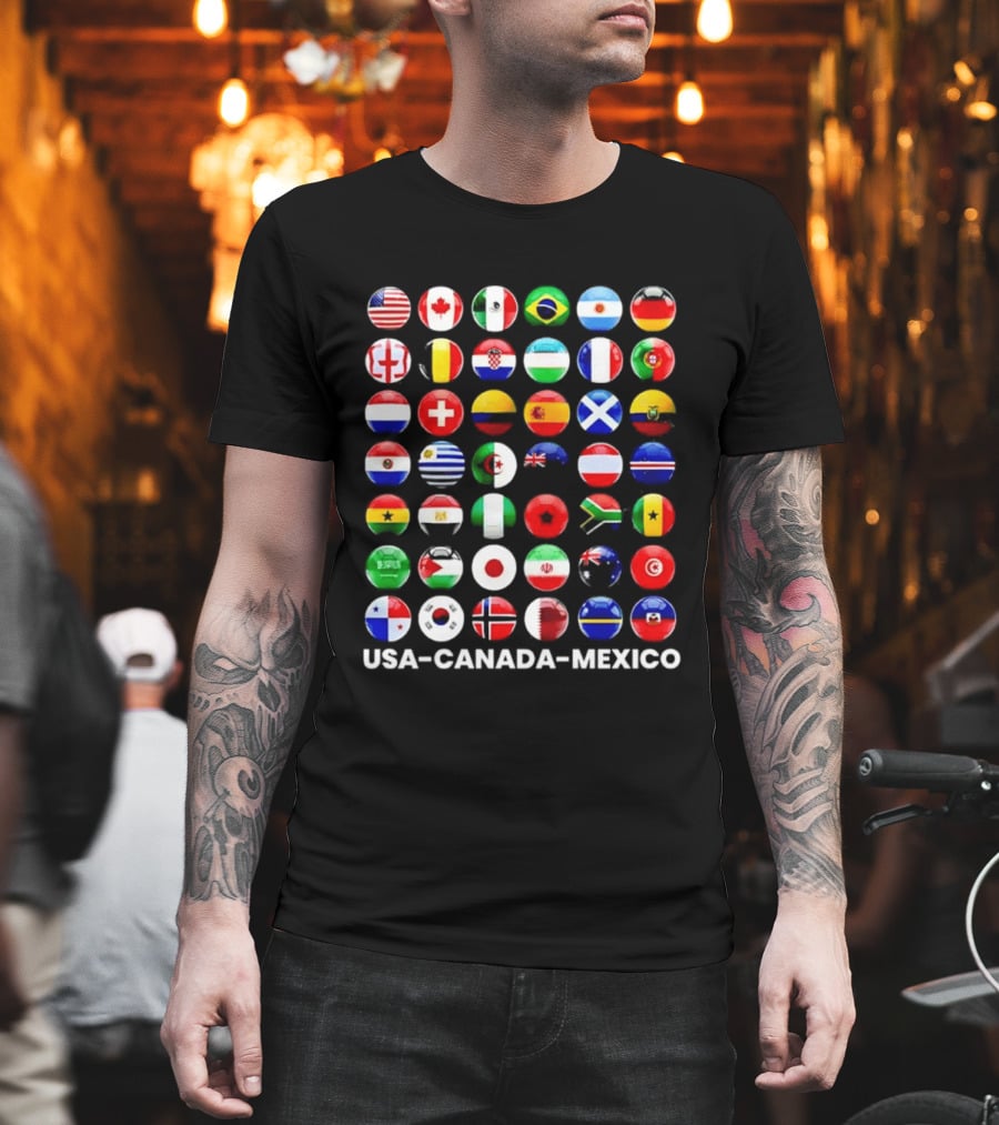 USA Canada Mexico Soccer Tournament All Country Flags United Nations Football Nations T-Shirt