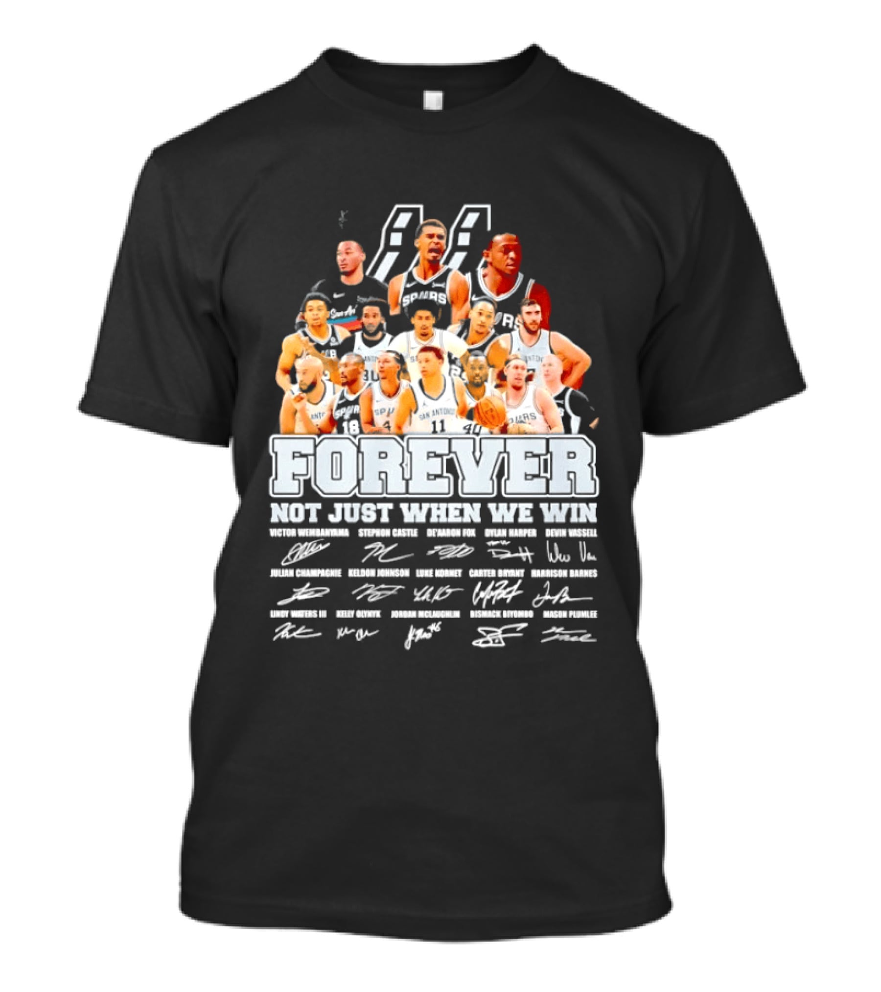 San Antonio Spurs NBA Forever Not Just When We Win Victor Wembanyama Stephon Castle Signatures T-Shirt