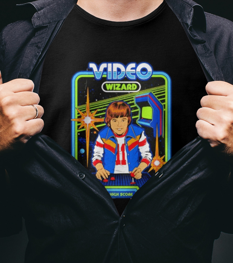 Video Wizard High Score Classic Nerds Vintage Arcade T-Shirt