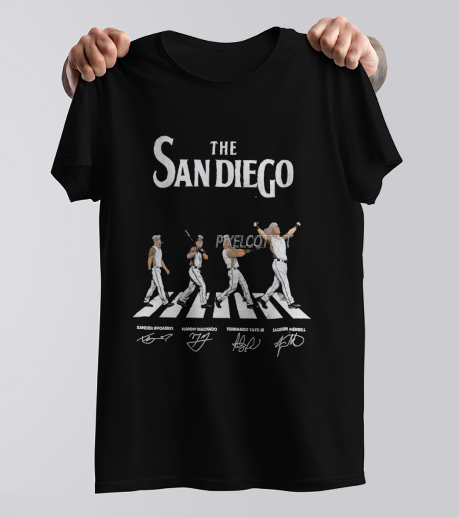 The San Diego Padres Xander Bogaerts Manny Machado Fernando Tatis Jr Jackson Merrill Abbey Road Baseball Players T-Shirt