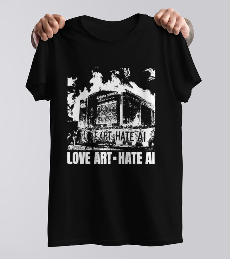Love Hate AI Data Center Fire T-Shirt