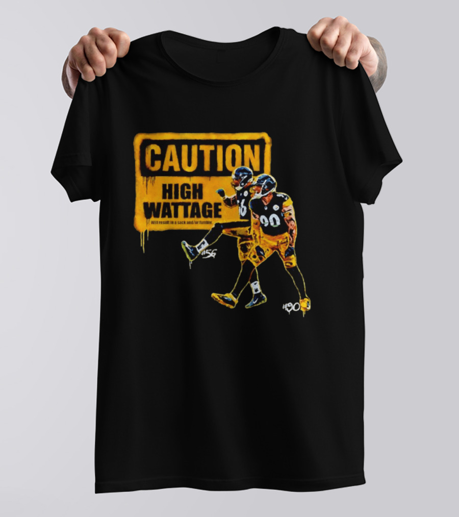 Caution High Wattage Alex Highsmith TJ Watt Pittsburgh Steelers Sack T-Shirt