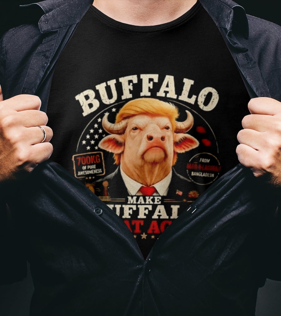 Buffalo Make Buffalo Great Again Funny Graphic With Trump Hair And Star T-Shirt