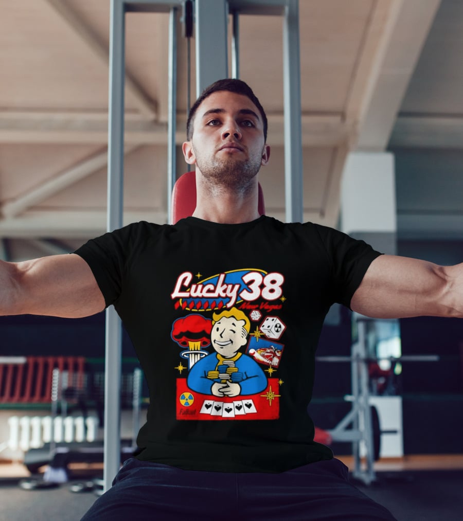 Lucky 38 New Vegas Vault Boy Poker Explosion T-Shirt