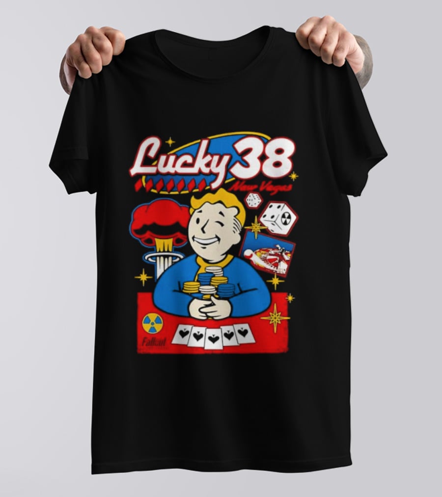 Lucky 38 New Vegas Vault Boy Poker Explosion T-Shirt