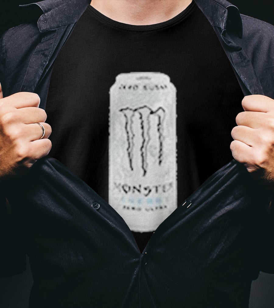 Monster Energy Zero Sugar White Can Patch T-Shirt
