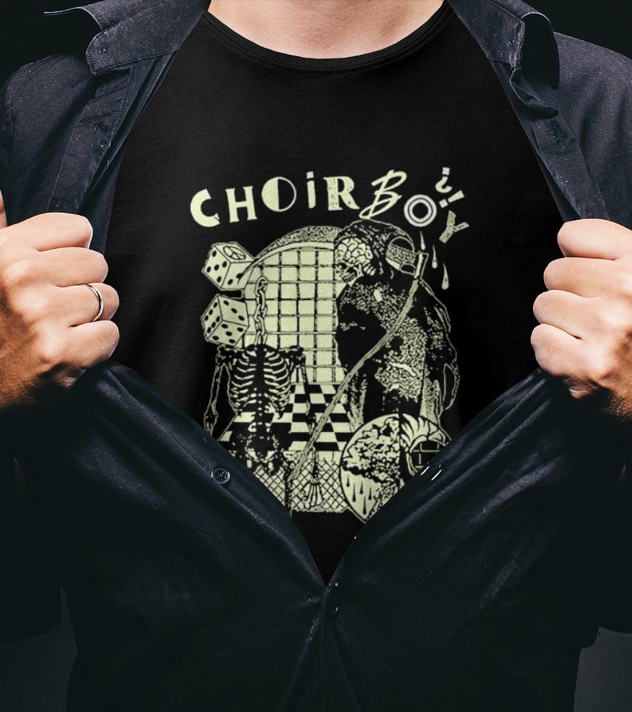 Choir Boy Reaper Skeleton Chessboard T-Shirt