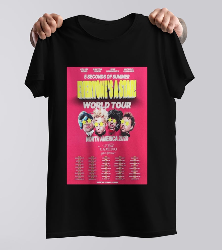 5 Seconds Of Summer Everyone's A Star World Tour North America 2026 Haiden Henderson T-Shirt