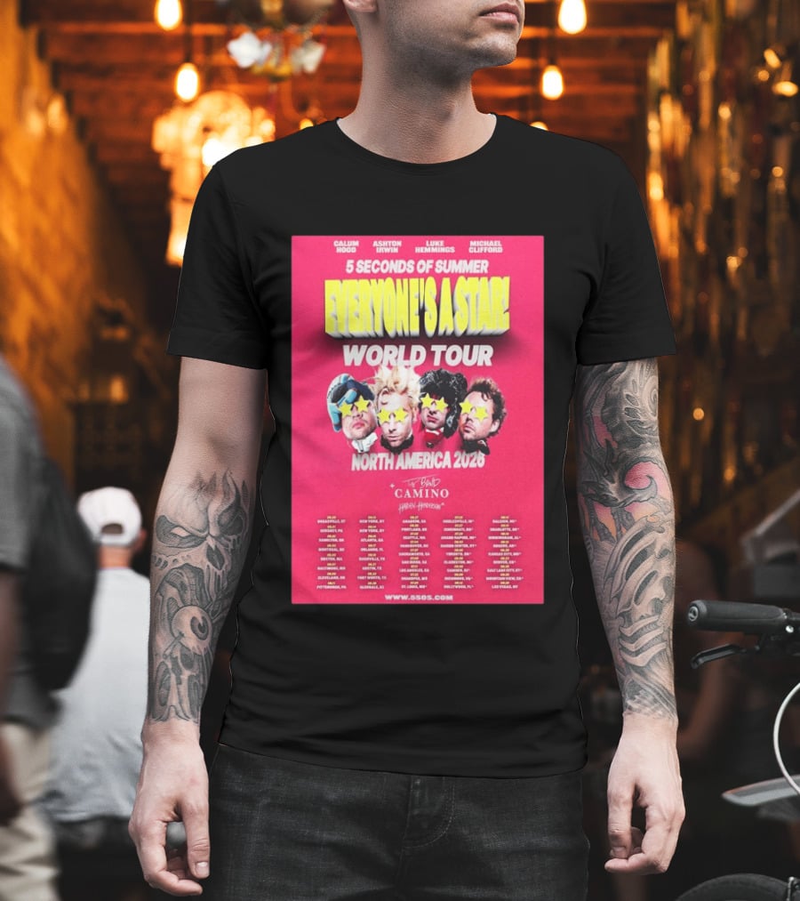 5 Seconds Of Summer Everyone's A Star World Tour North America 2026 Haiden Henderson T-Shirt