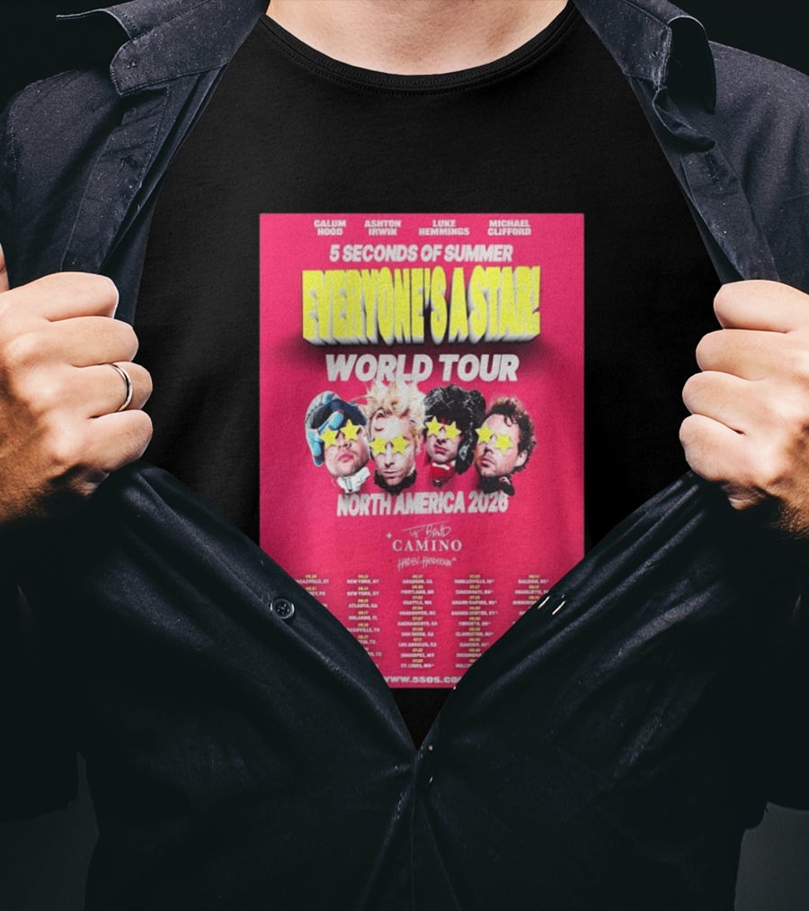 5 Seconds Of Summer Everyone's A Star World Tour North America 2026 Haiden Henderson T-Shirt