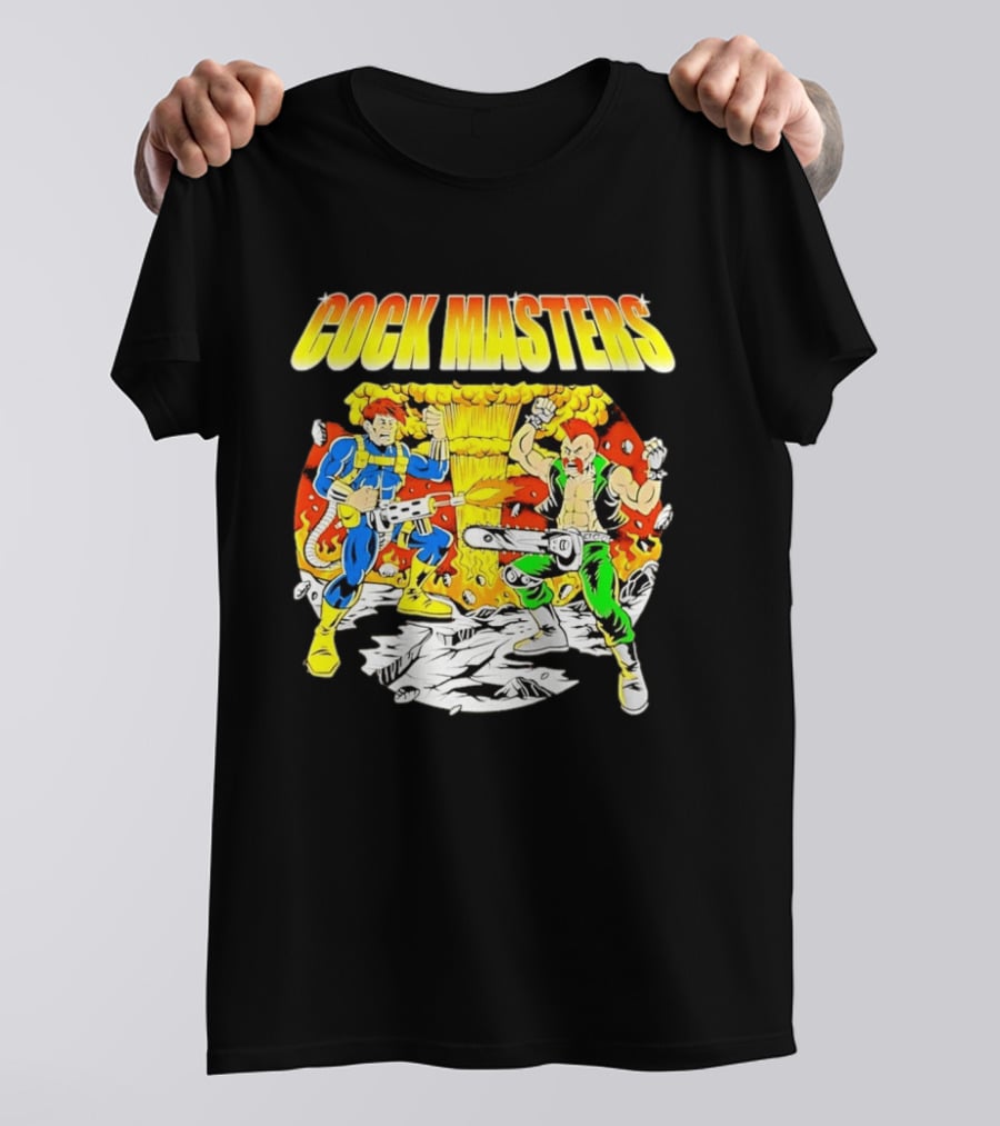 Cock Masters Cartoon Characters With Classic Action Pose T-Shirt