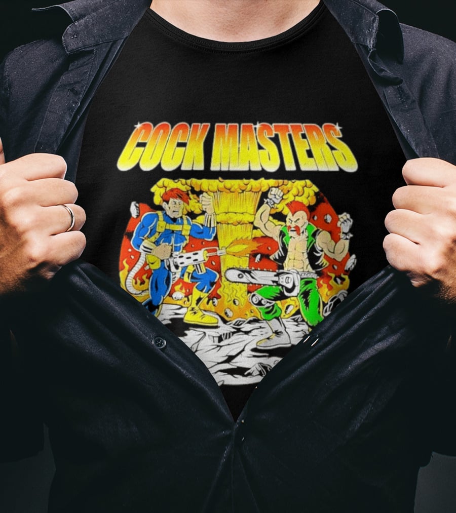 Cock Masters Cartoon Characters With Classic Action Pose T-Shirt