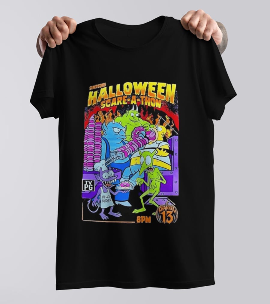 Simpsons Halloween Scare A Thon TV PG 8PM Channel 13 Hell's Kitchen Monsters And Aliens T-Shirt