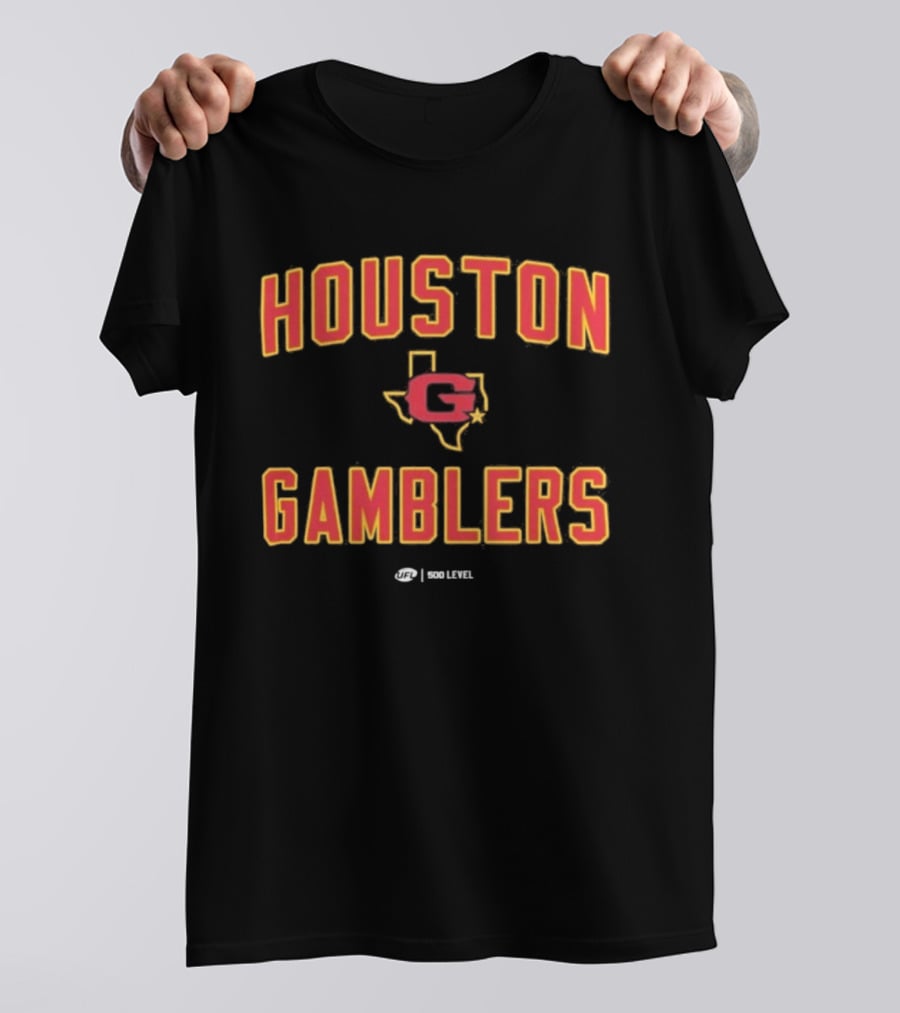 Houston Gamblers UFL Texas Map Letter C T-Shirt