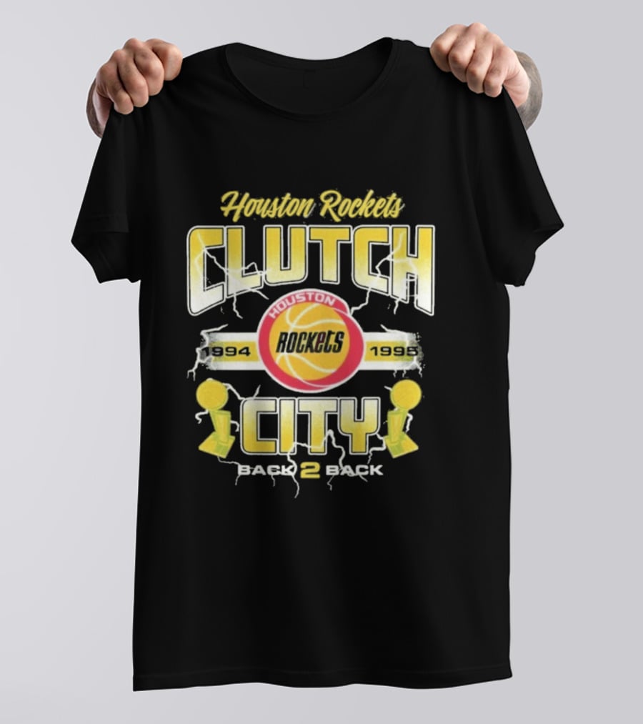 Houston Rockets Clutch City Back 2 Back 1994 1995 NBA Champs T-Shirt