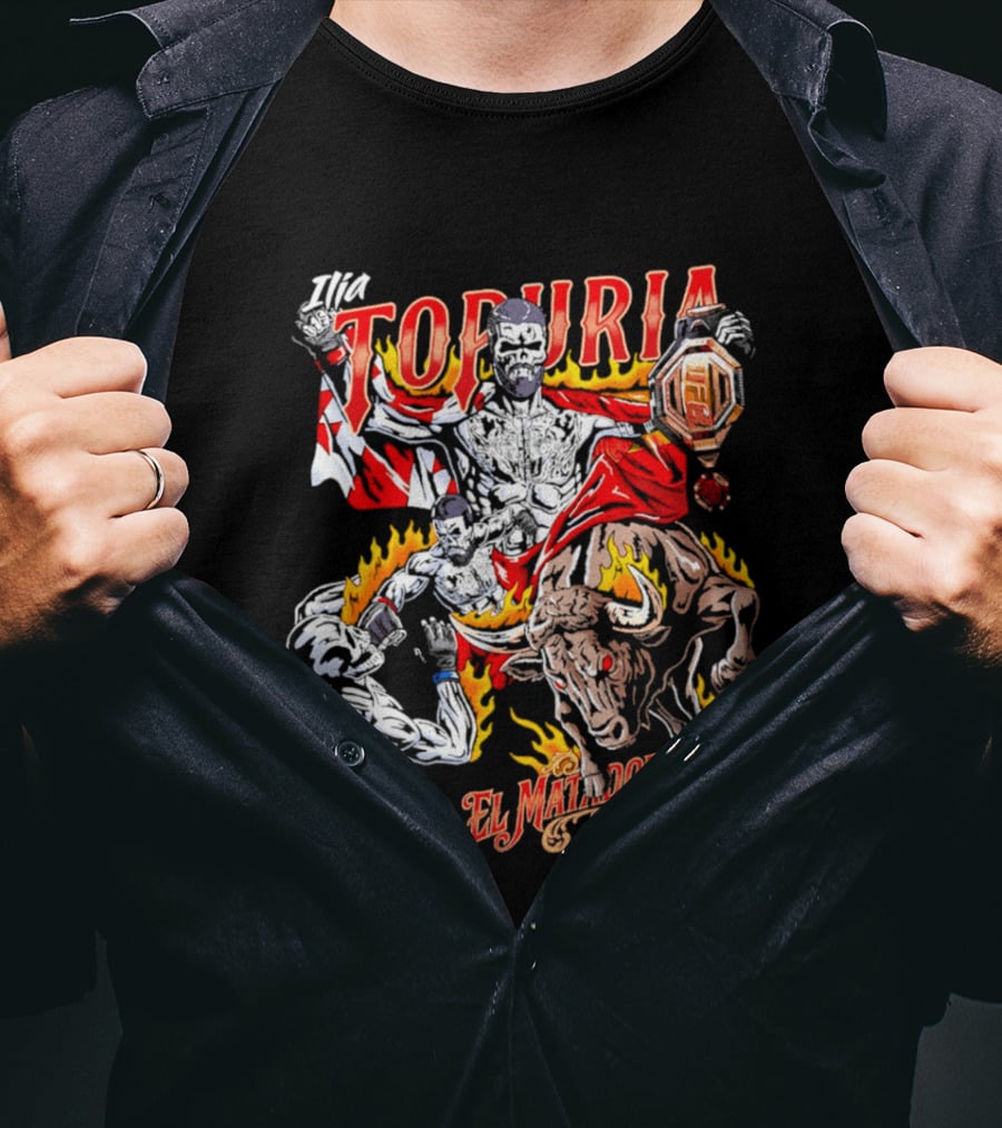 Ilia Topuria UFC El Matador Bullfighter Hand Drawn T-Shirt
