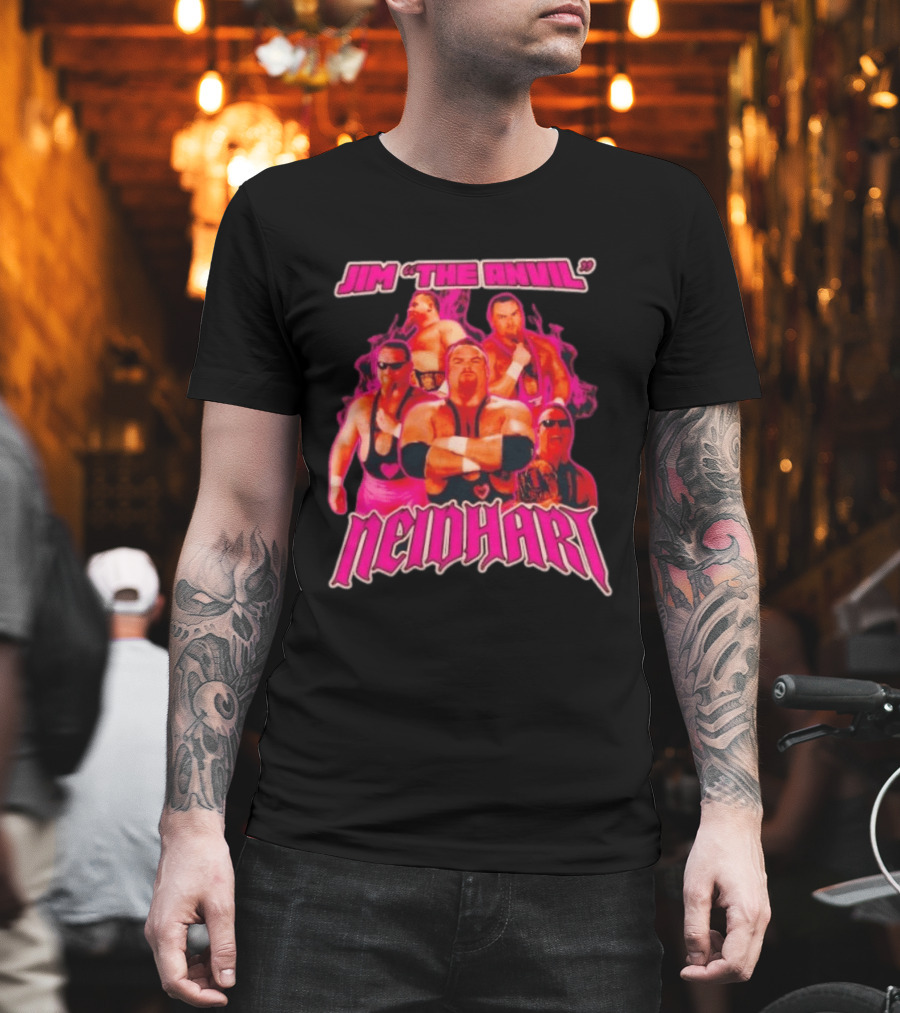 Jim Neidhart The Anvil Wrestler Pink Collage Neidhart T-Shirt