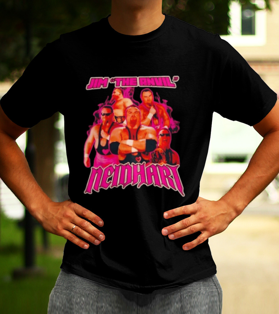 Jim Neidhart The Anvil Wrestler Pink Collage Neidhart T-Shirt