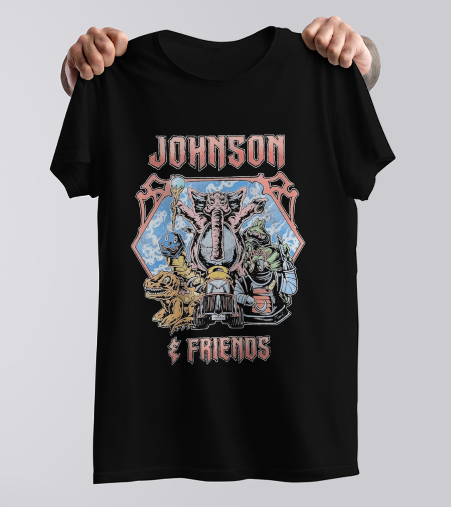 Johnson And Friends Elephant Dinosaur Robot Cartoon T-Shirt