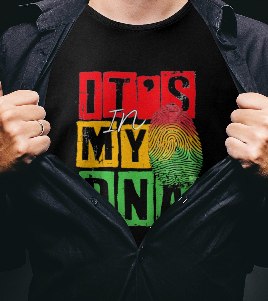 Juneteenth Black Queen It's In My DNA Fingerprint Red Yellow Green T-Shirt