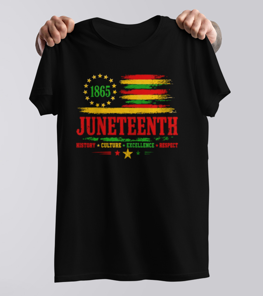 Juneteenth 1865 Flag History Culture Excellence Respect T-Shirt