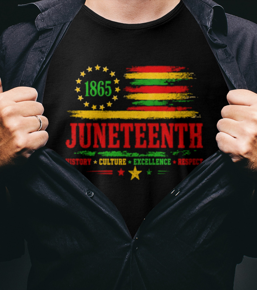 Juneteenth 1865 Flag History Culture Excellence Respect T-Shirt