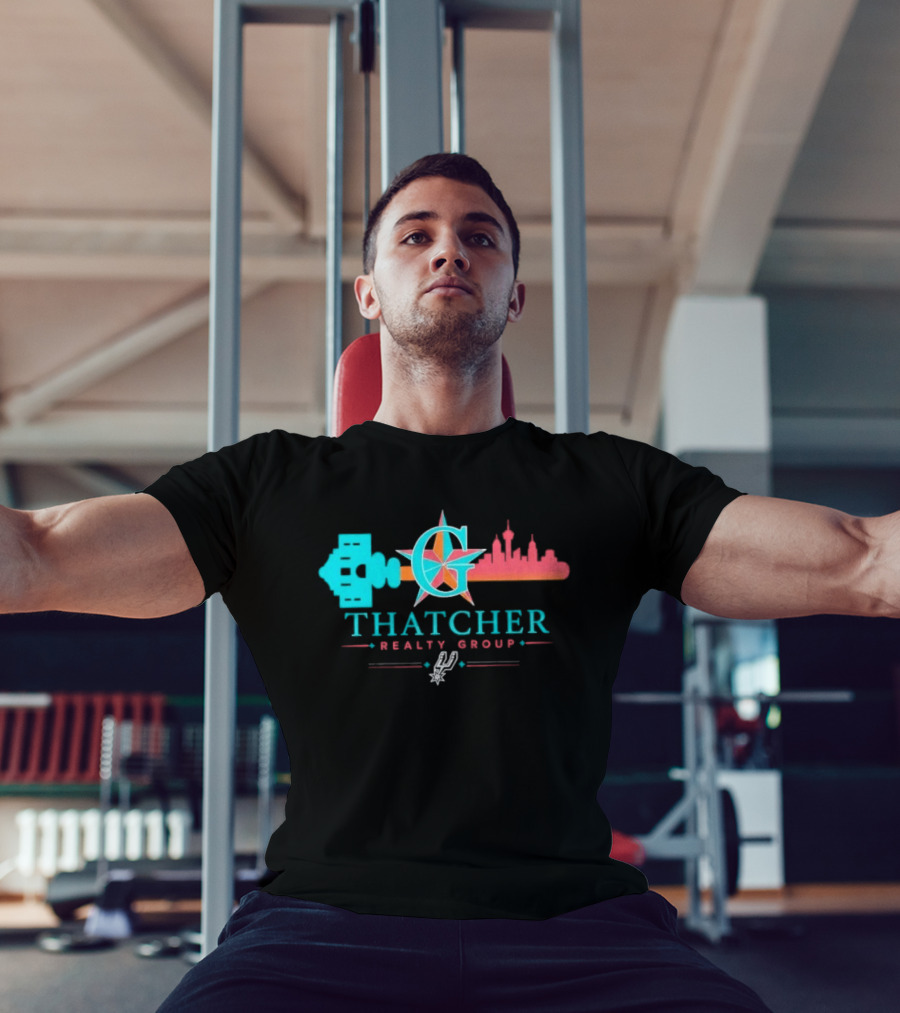 San Antonio Spurs Thatcher Realty Group City Skyline And Key T-Shirt