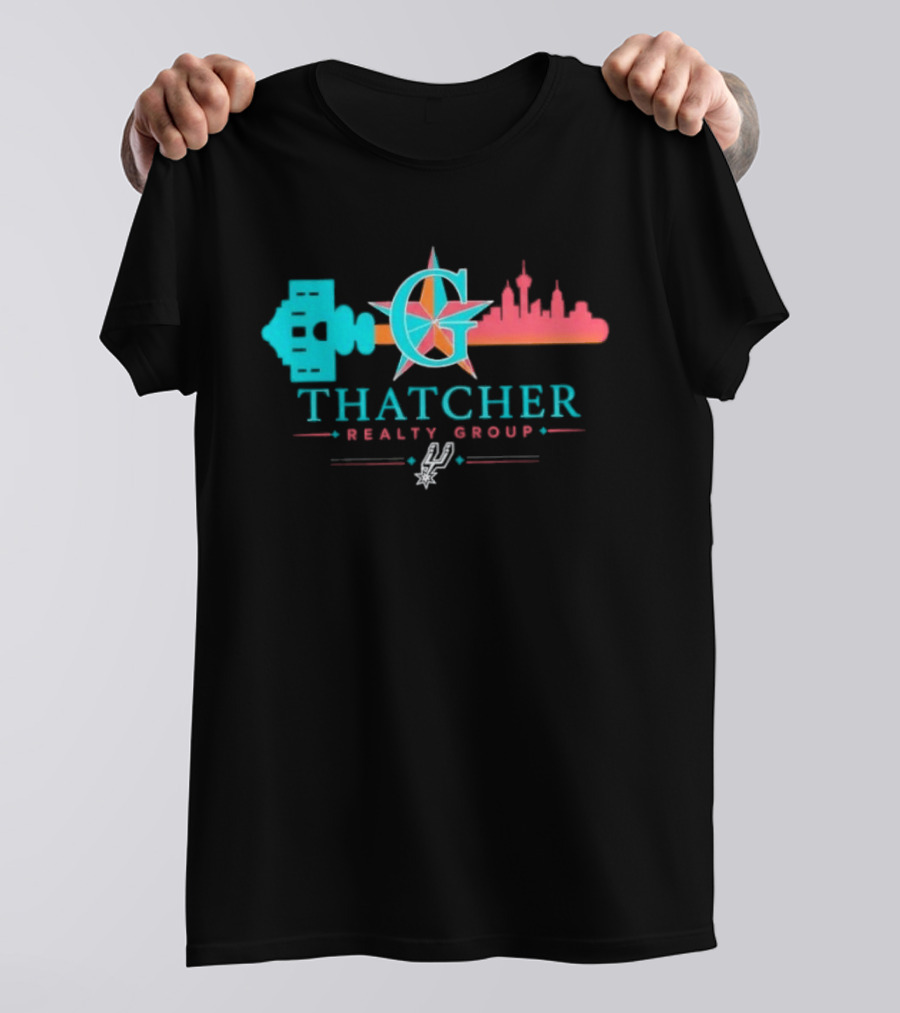San Antonio Spurs Thatcher Realty Group City Skyline And Key T-Shirt